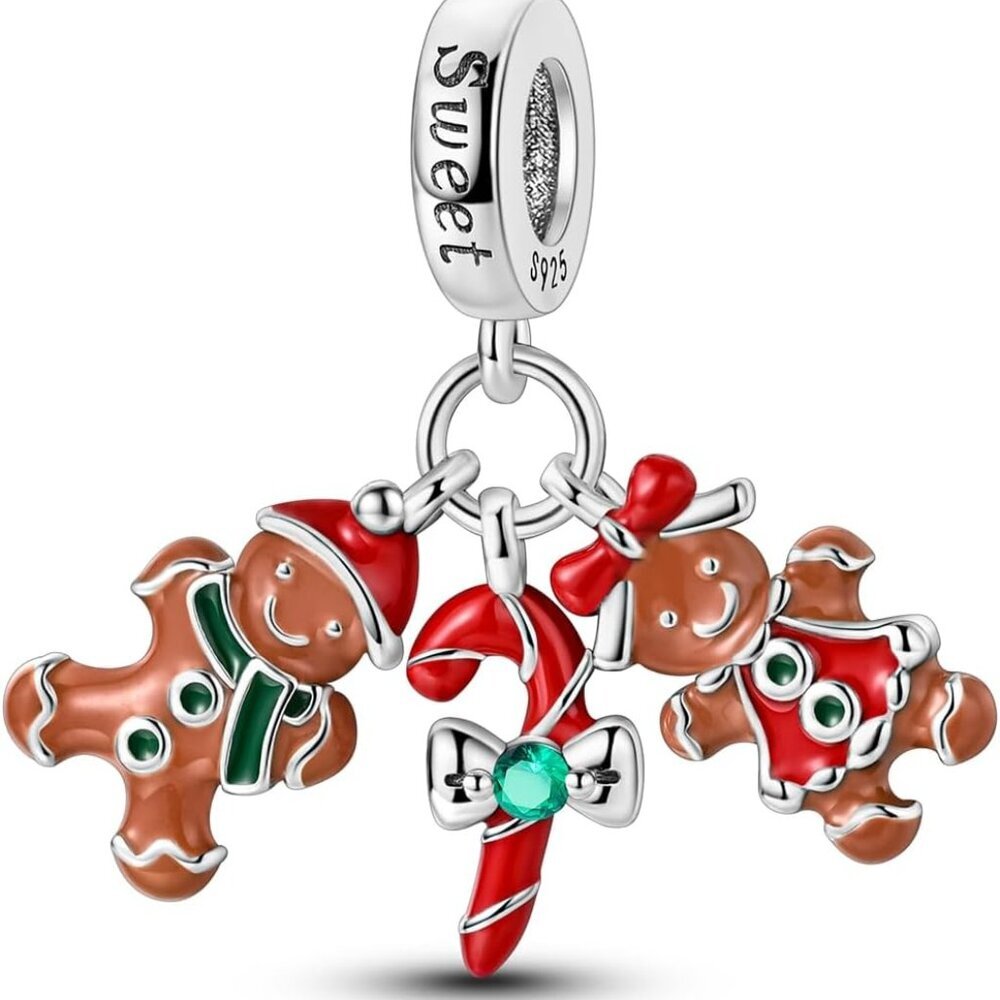 925 Sterling Silver Santa Claus Christmas Tree Charm for Christmas Pumpkin Skele